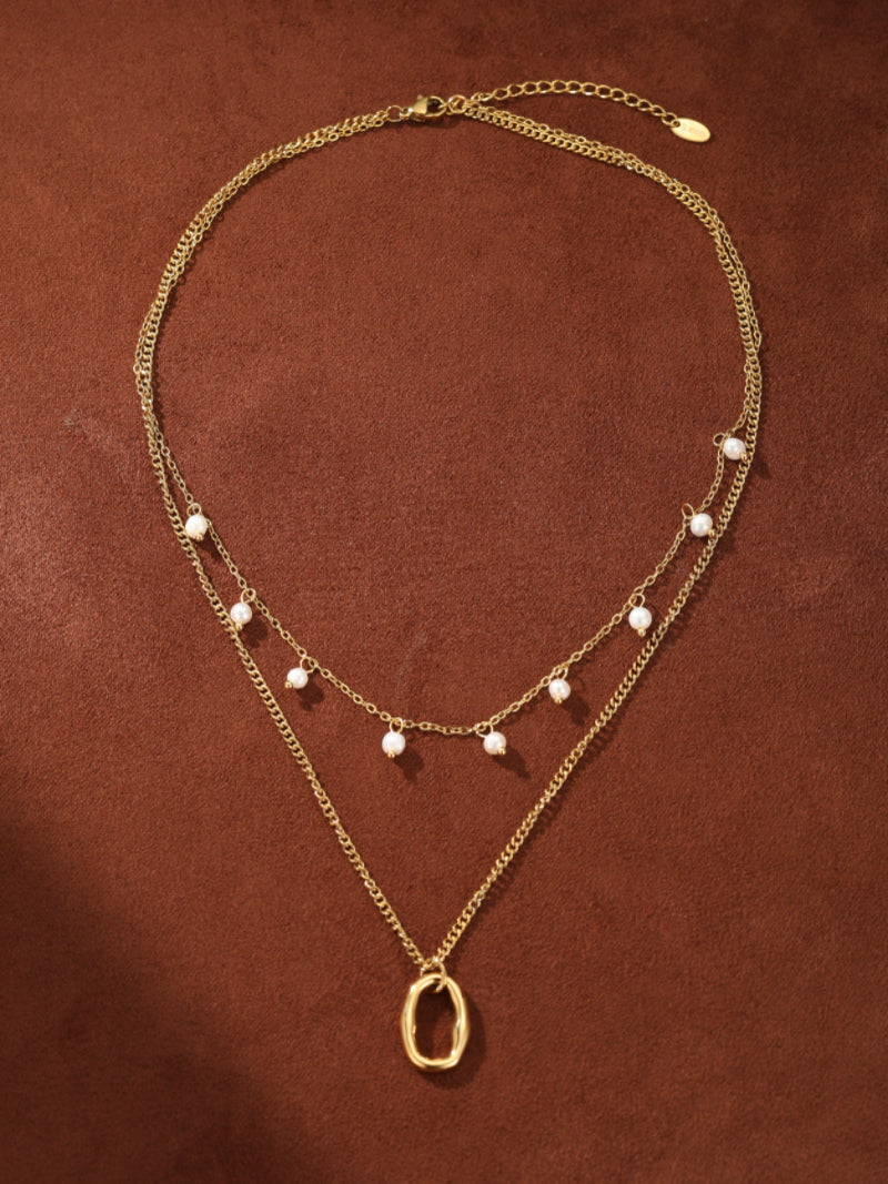 Evolve - Freshwater Pearl Flower Layered Chain Necklace