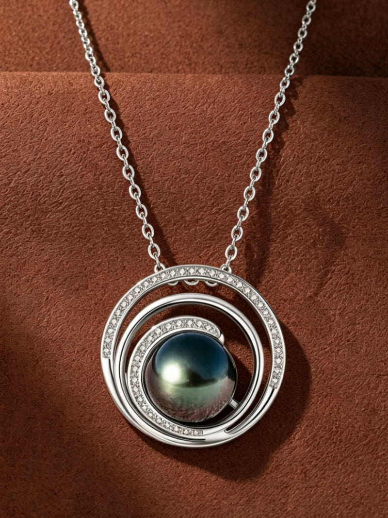 Aether - Tahitian Pearl Concentric Large Drop Necklace