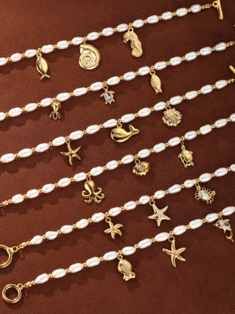 Aqua Muse - Freshwater Pearl Sea Life Beaded Bracelet