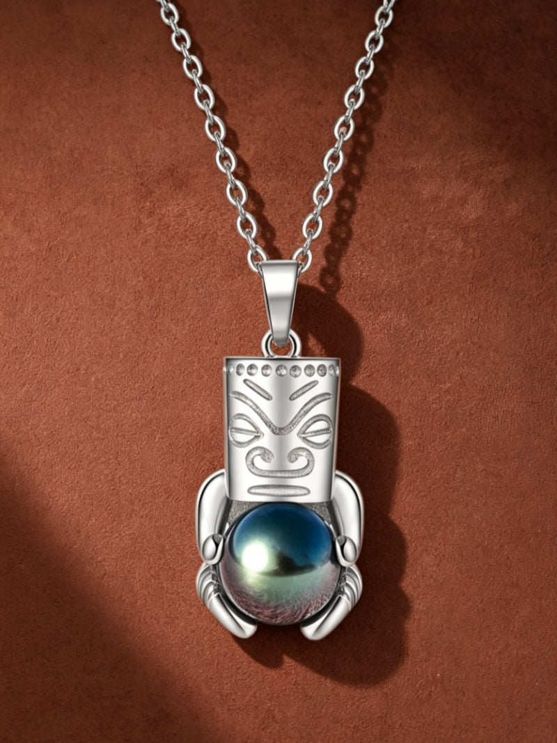 Mana Sentinel - Tahitian Pearl Tiki Drop Necklaces