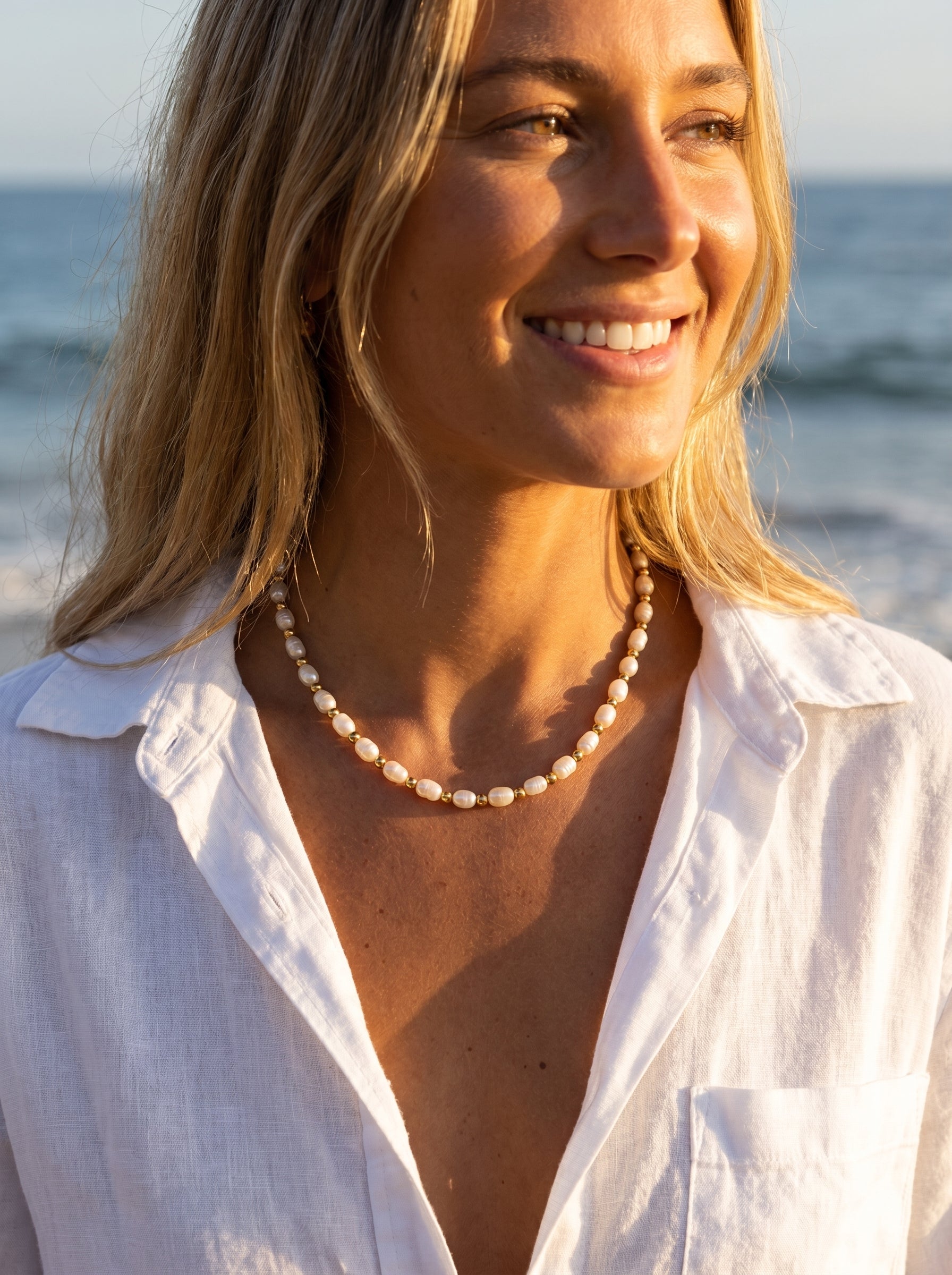 Whisper - Freshwater Pearl Beaded Chain Necklaces