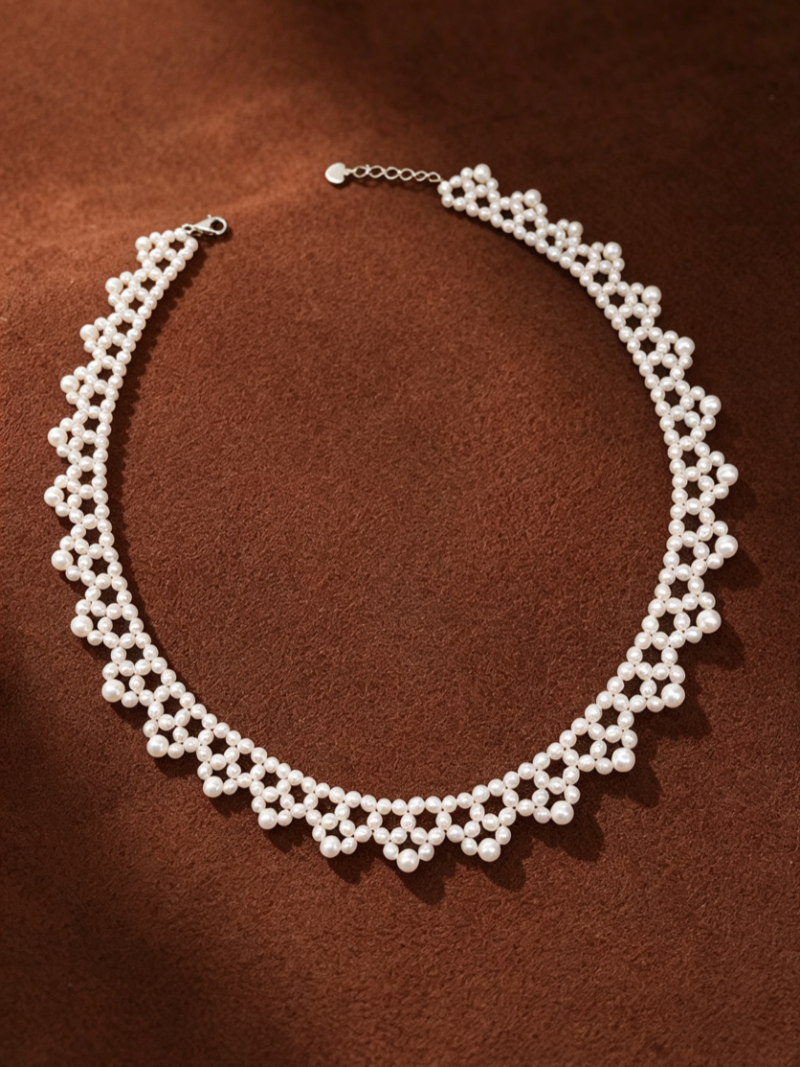 Cipher - Freshwater Pearl Woven Choker Necklace