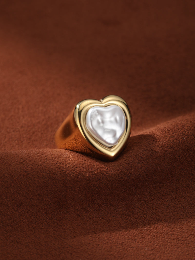Bold Embrace - Freshwater Pearl Heart Cuff Rings