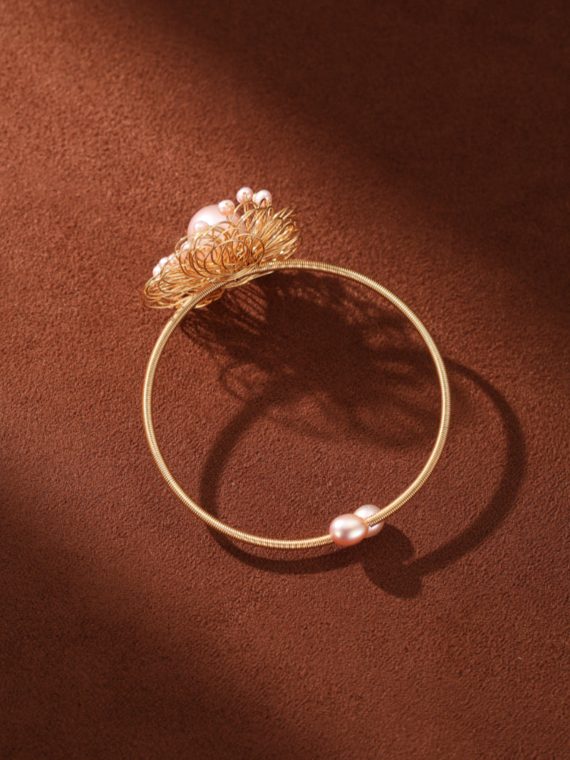Petal - Freshwater Pearl Flower Cuff Beaded Bracelets