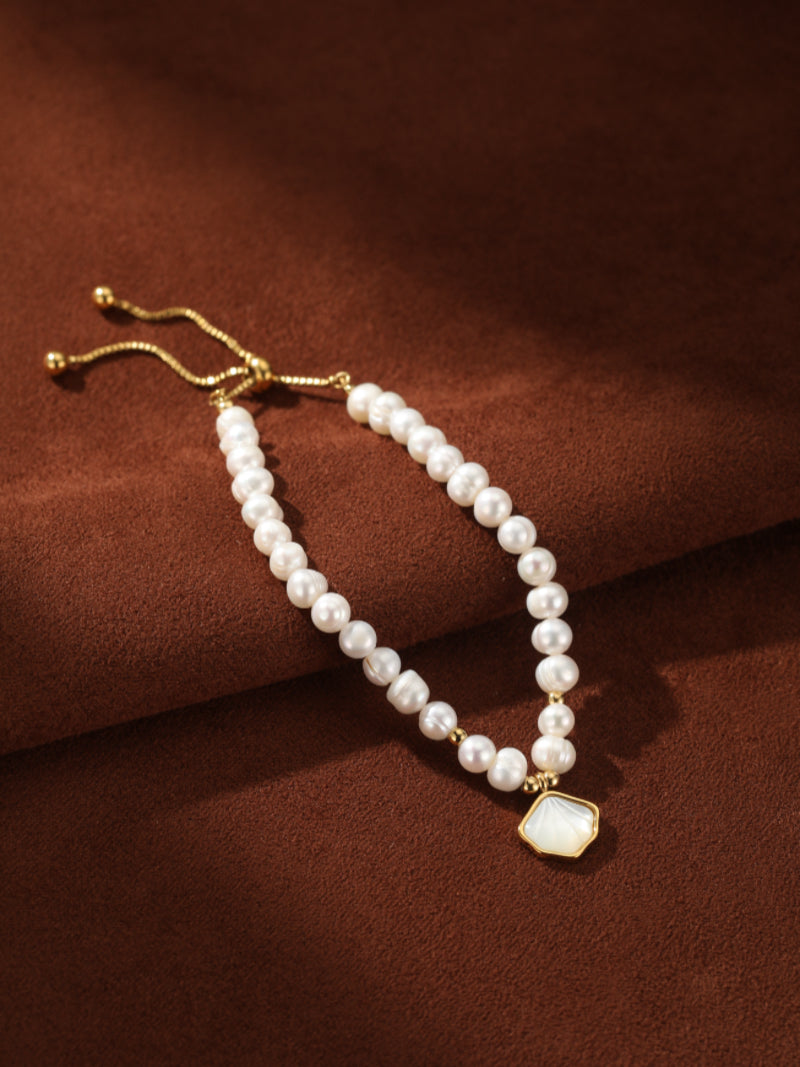 Coastal - Freshwater Pearl Seashell Beaded Bracelets