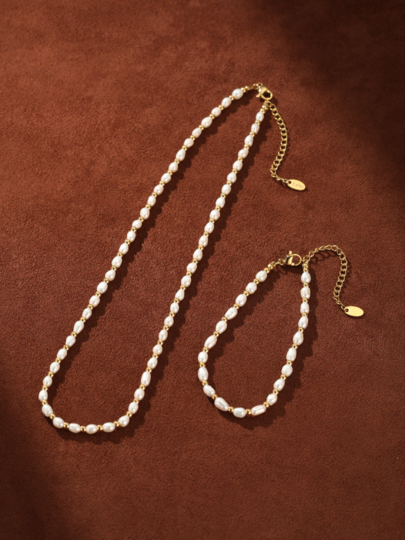 Rippling Charm - Freshwater Pearl Beaded Chain Bracelets