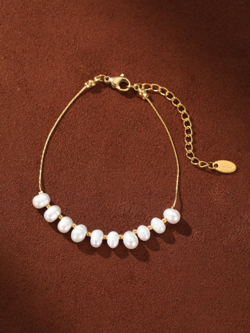 Serene Arc - Freshwater Pearl Chain Beaded Bracelets