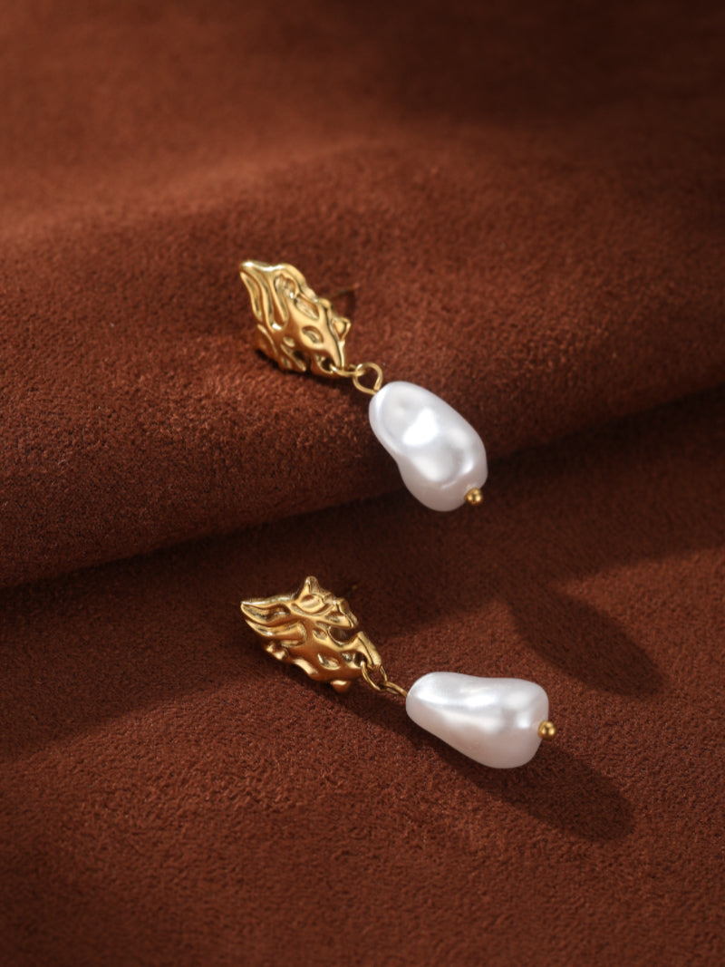 Lumin - Freshwater Pearl Flame Drop Earrings