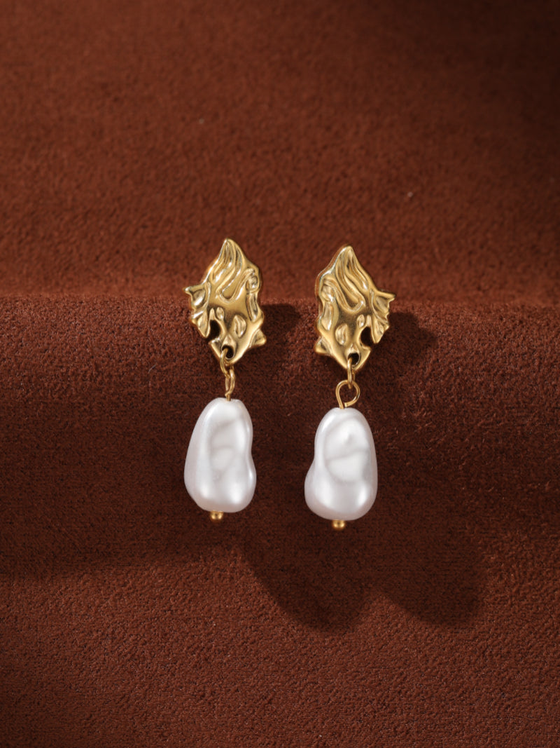 Lumin - Freshwater Pearl Flame Drop Earrings