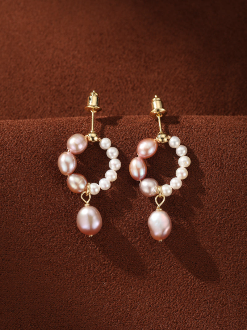 Echo - Freshwater Pearl Hoop Drop Earrings