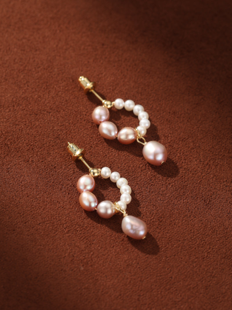 Echo - Freshwater Pearl Hoop Drop Earrings