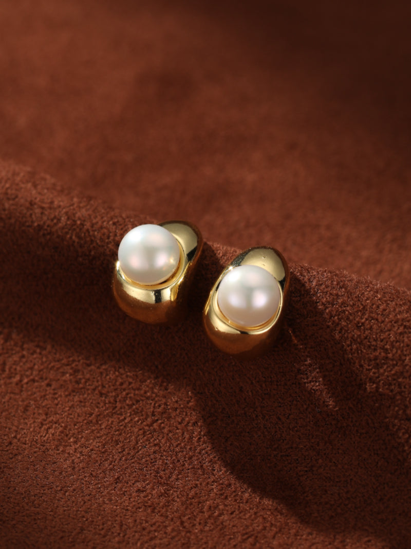 Sanctuary - Freshwater Pearl Moon Stud Earrings