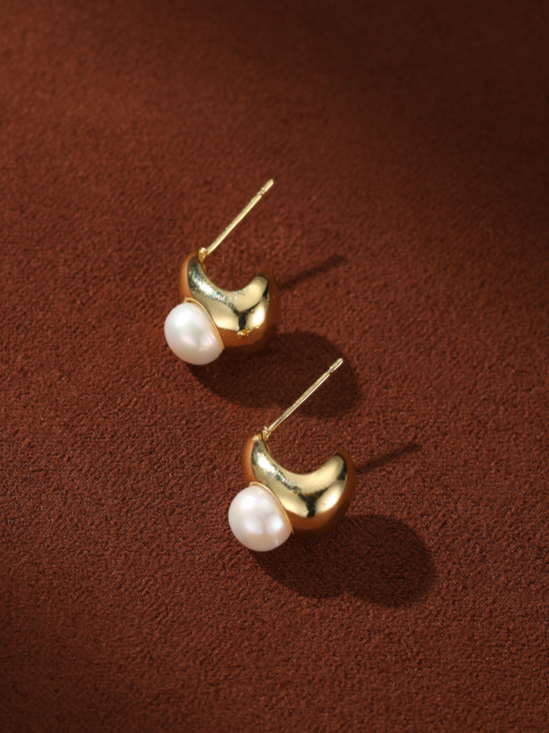 Sanctuary - Freshwater Pearl Moon Stud Earrings
