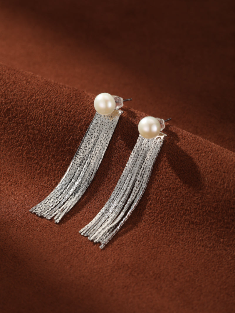 Shimmer - Freshwater Pearl Fringe Dangle Earrings