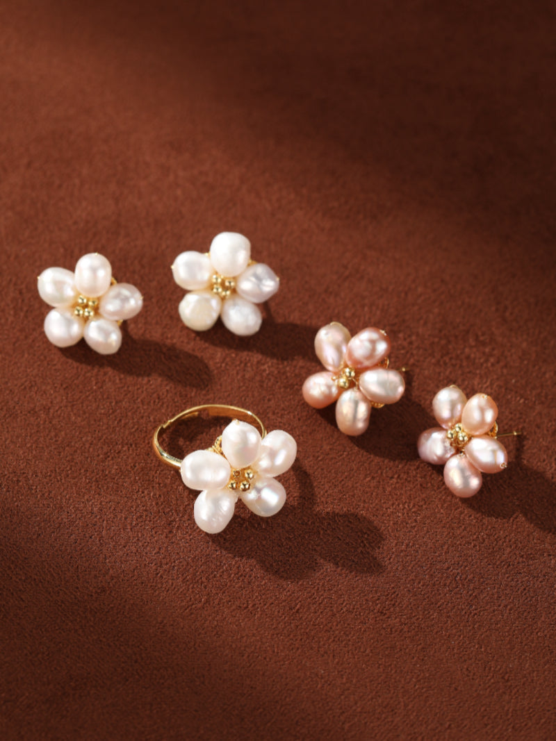 Meadow - Freshwater Pearl Flower Cluster Earrings