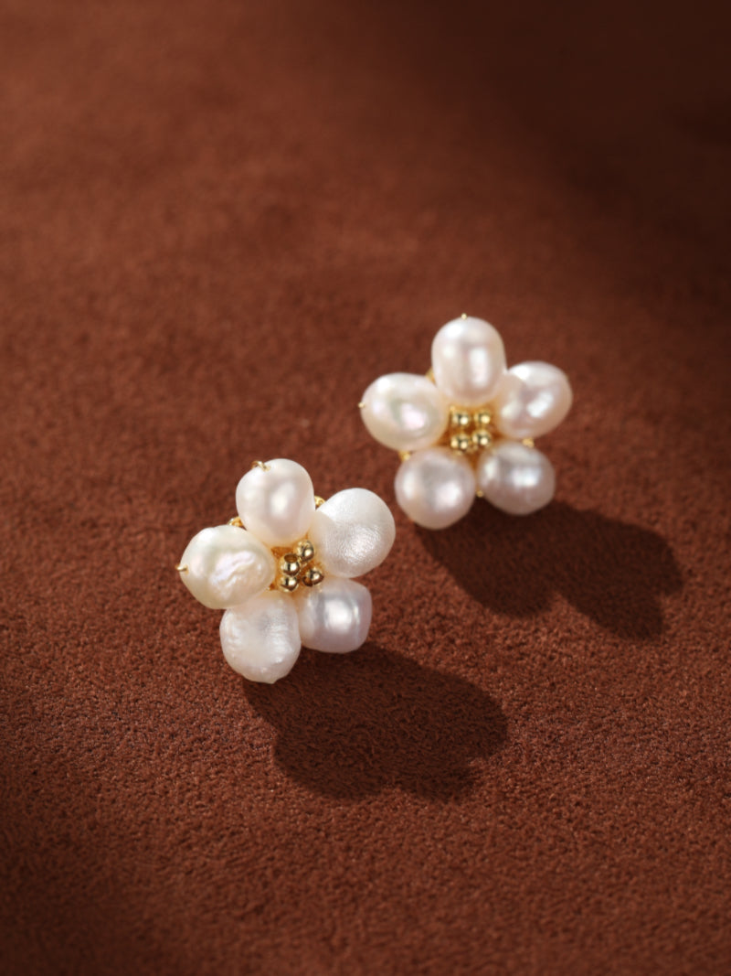 Meadow - Freshwater Pearl Flower Cluster Earrings