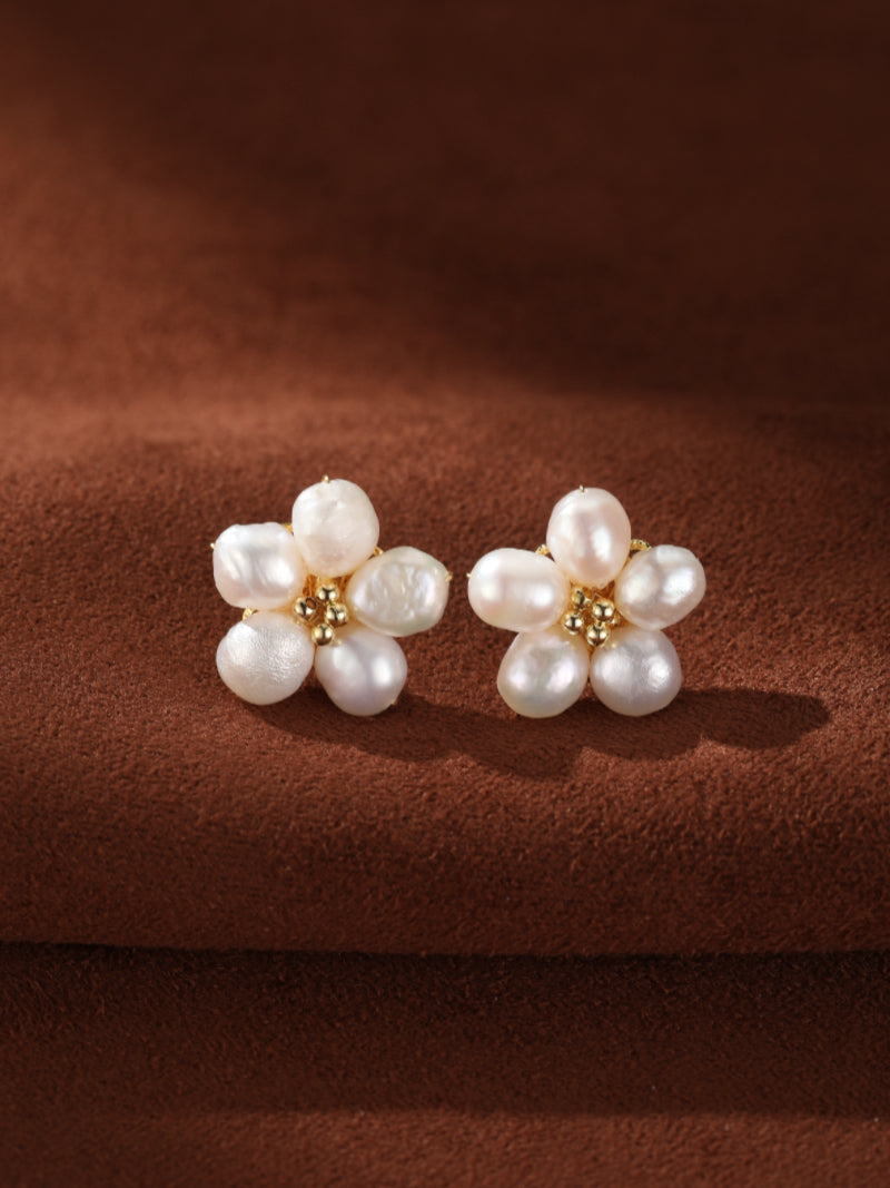 Meadow - Freshwater Pearl Flower Cluster Earrings