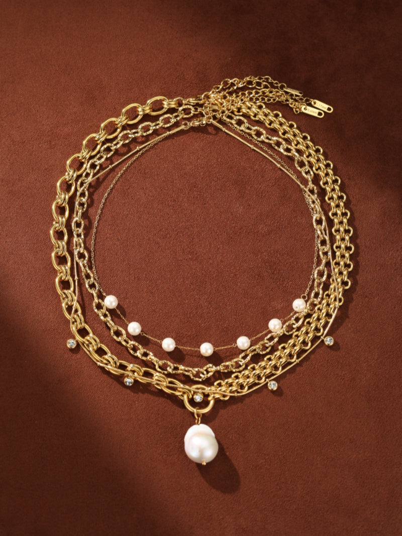 Glowstream - Freshwater Pearl Large Layered Necklaces
