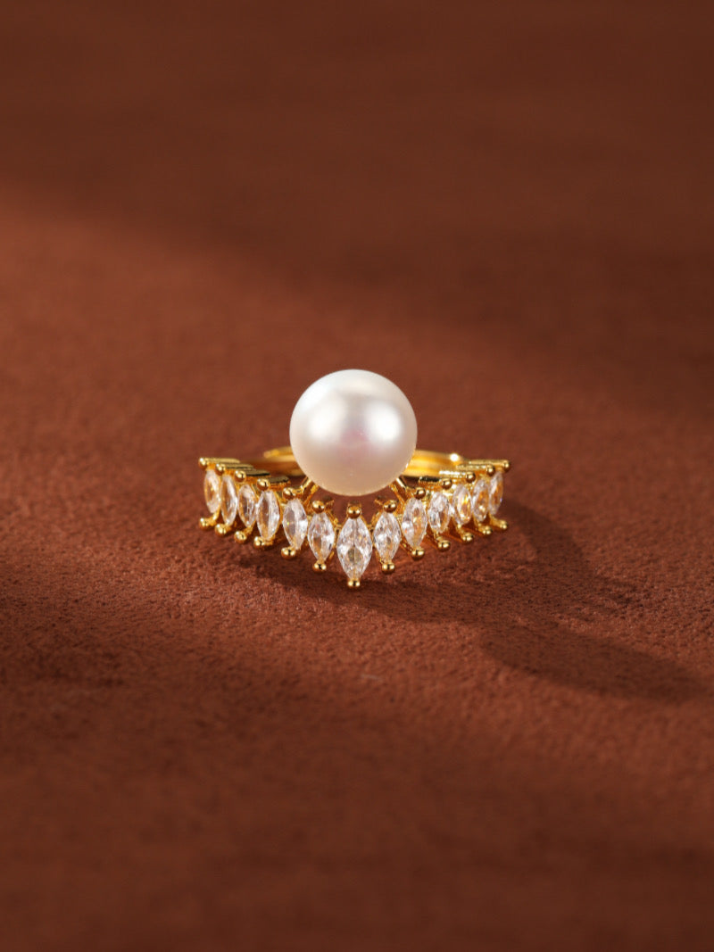 Plume - Freshwater Pearl Crown Cuff Ring