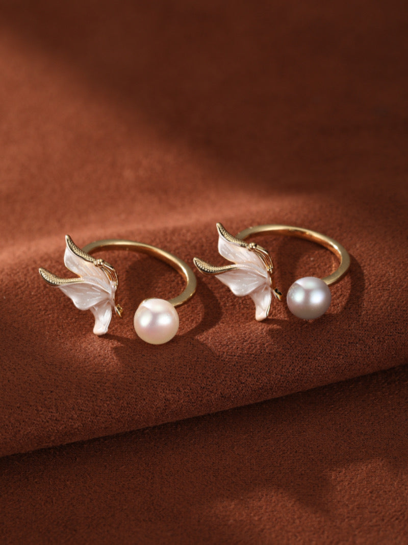 Chrysalis - Freshwater Pearl Butterfly Cuff Ring