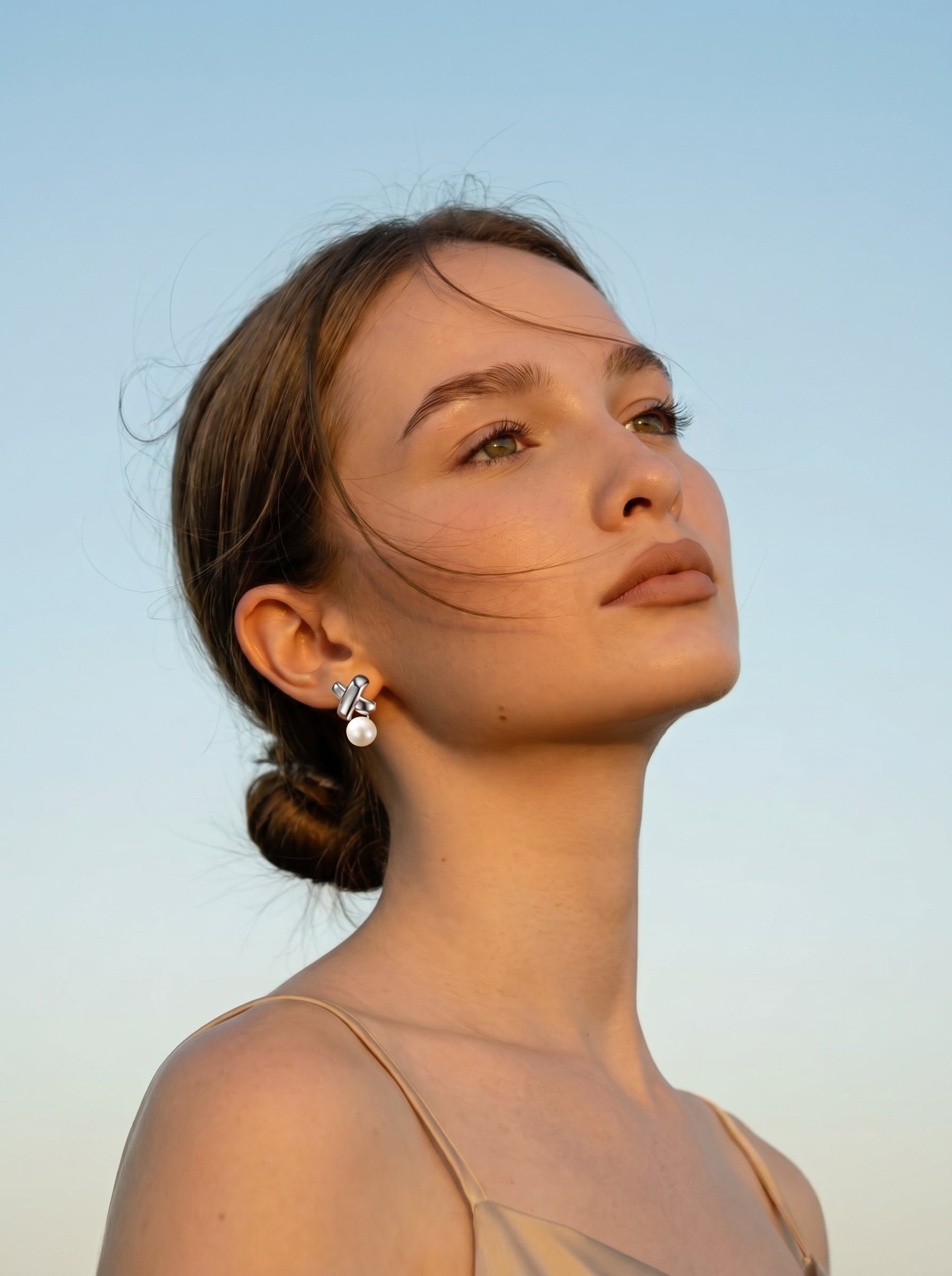 Interweave - Freshwater Pearl Cross Drop Earrings