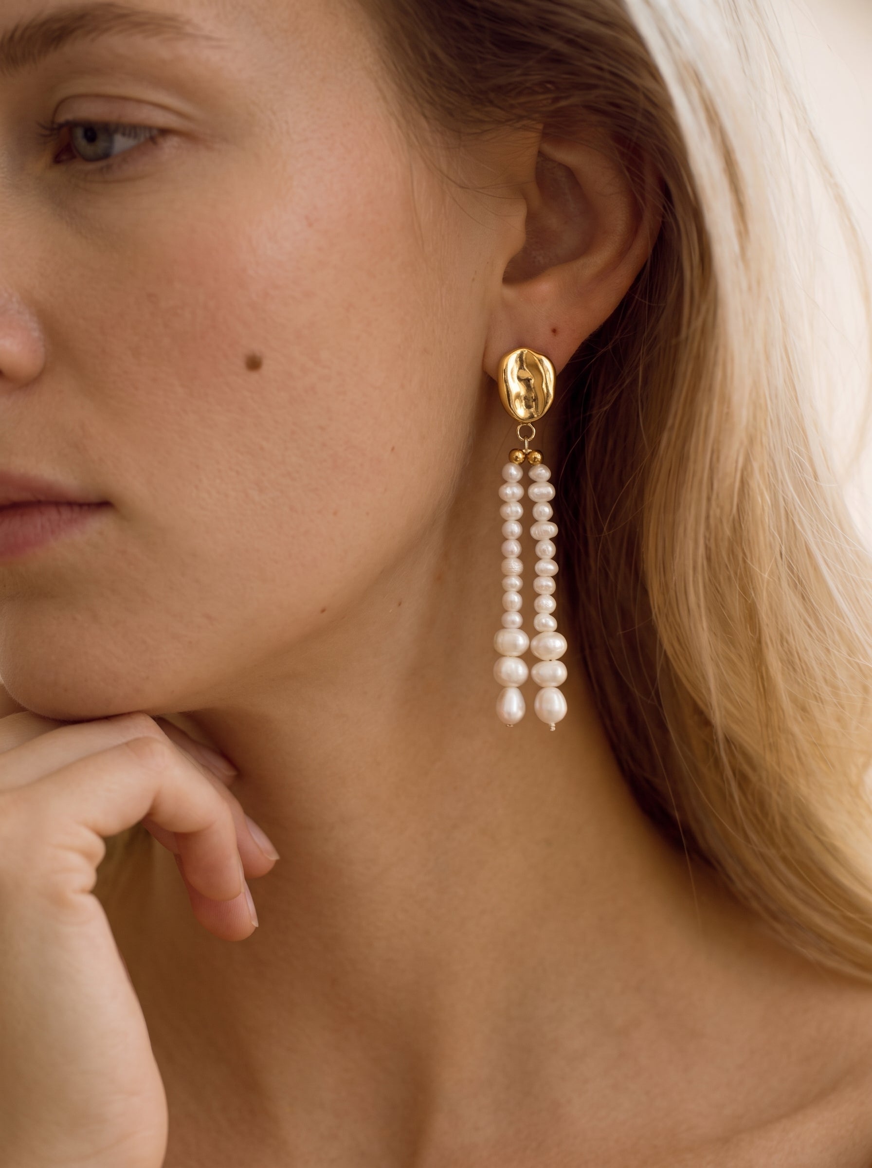 Undulate - Freshwater Pearl Dangle Earrings