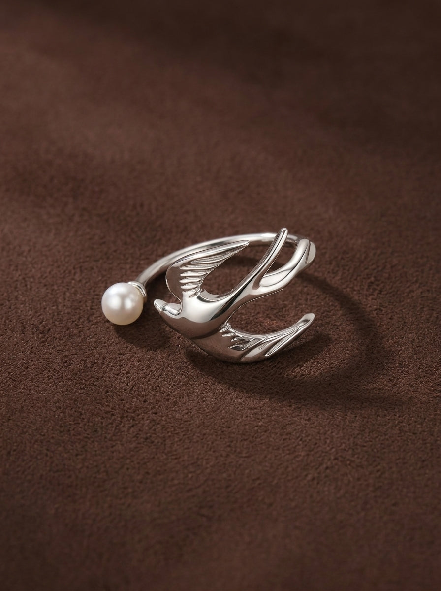 Ascending - Freshwater Pearl Bird Cuff Ring