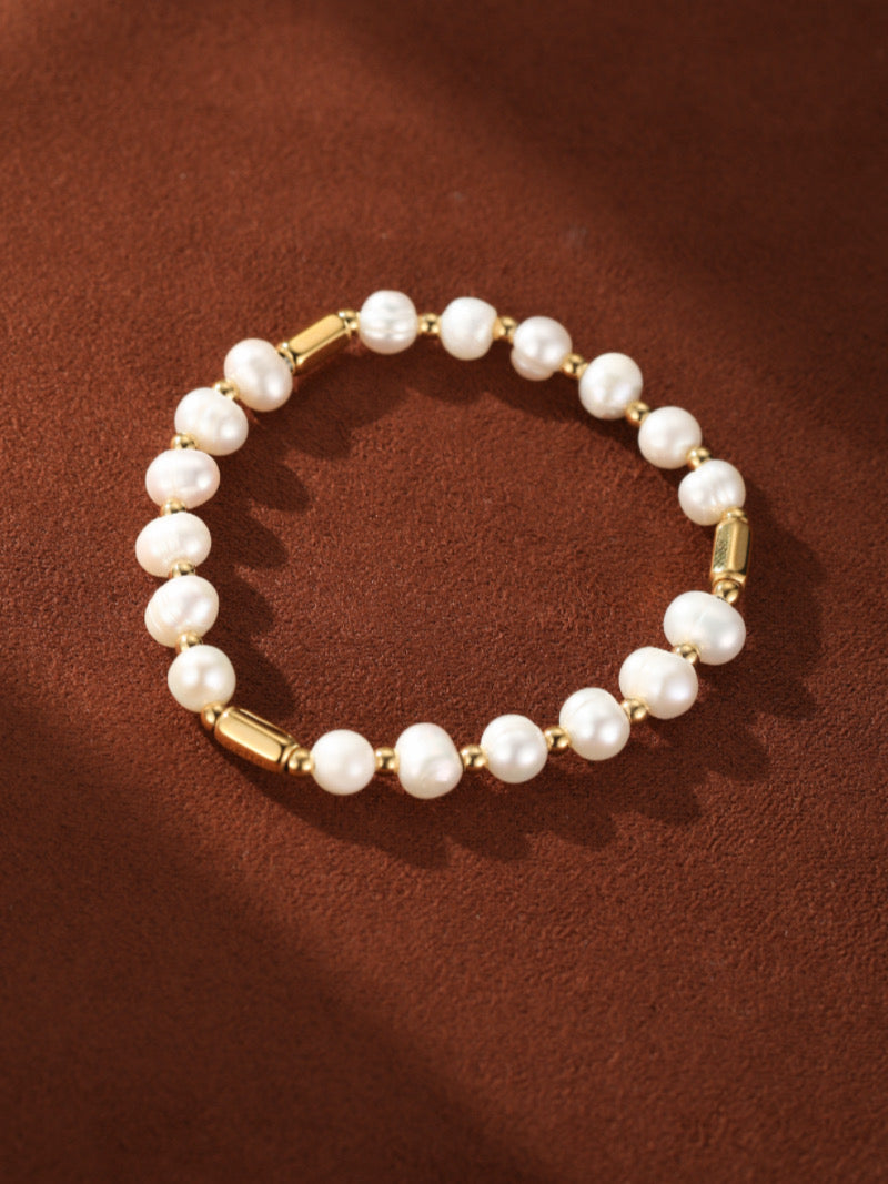 Cadence Freshwater Pearl Beaded Bracelet with gold-toned accents