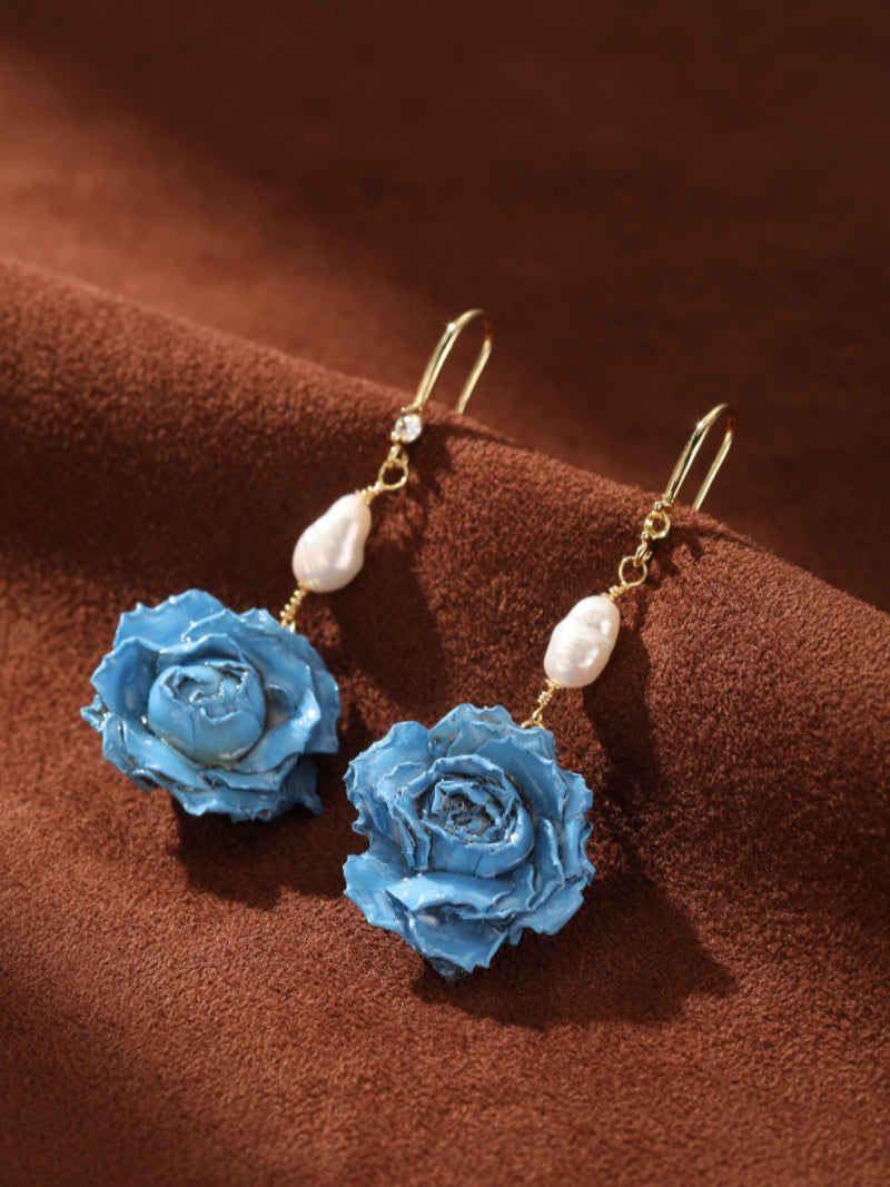 Celeste Reverie - Freshwater Pearl Flower Dangle Earrings - 10