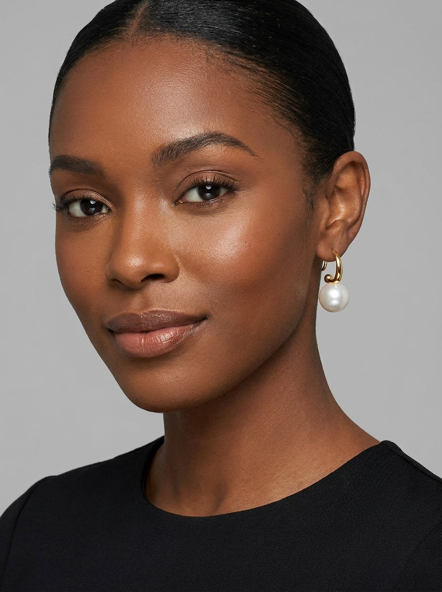Serene - Freshwater Pearl Hook Drop Earrings