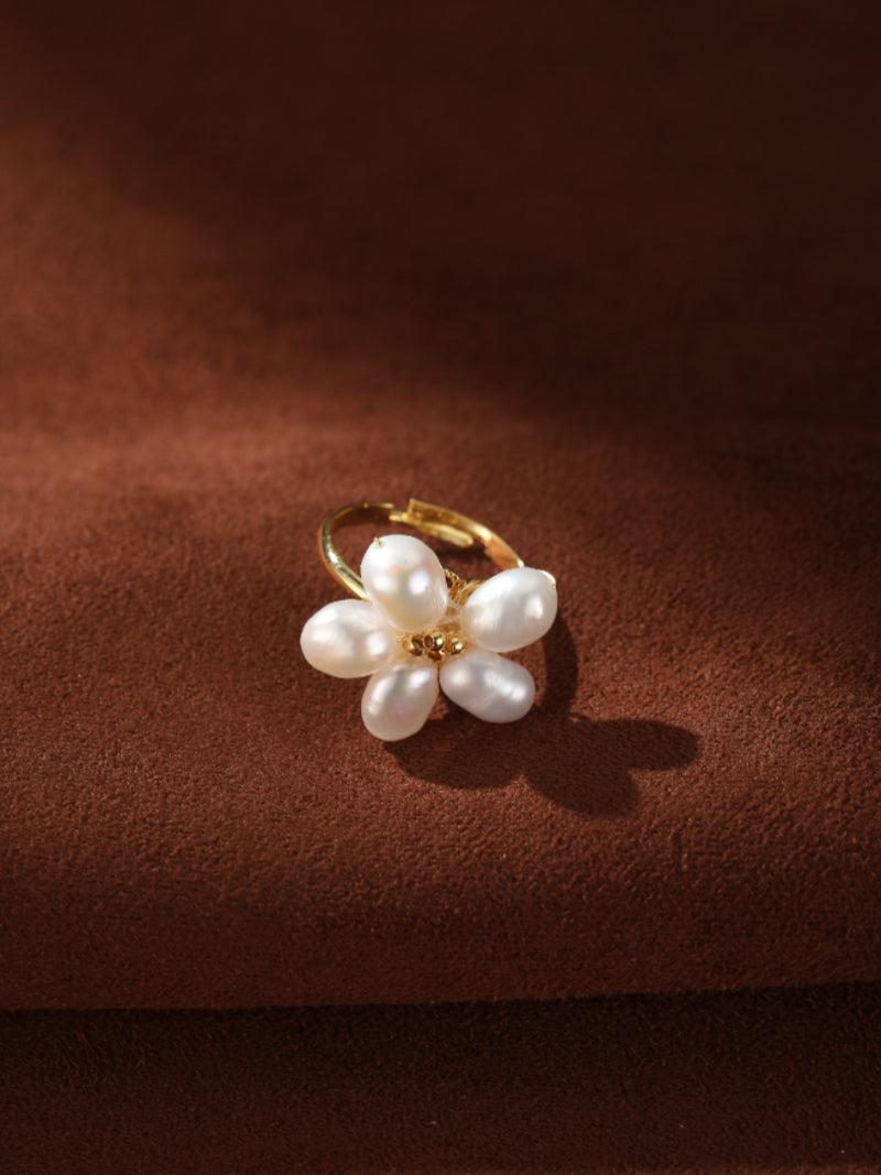 Radiance - Freshwater Pearl Flower Cuff Rings - 1
