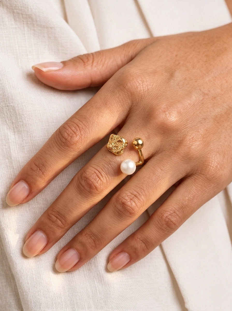 Relic - Freshwater Pearl Nugget Open Beaded Ring