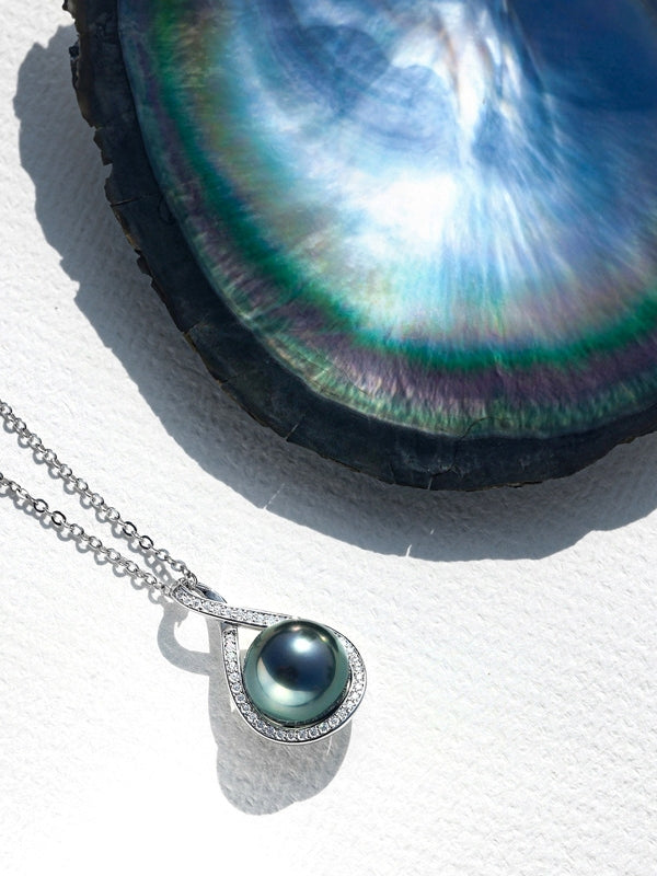 Eclipse - Tahitian Pearl Infinity Drop Necklace